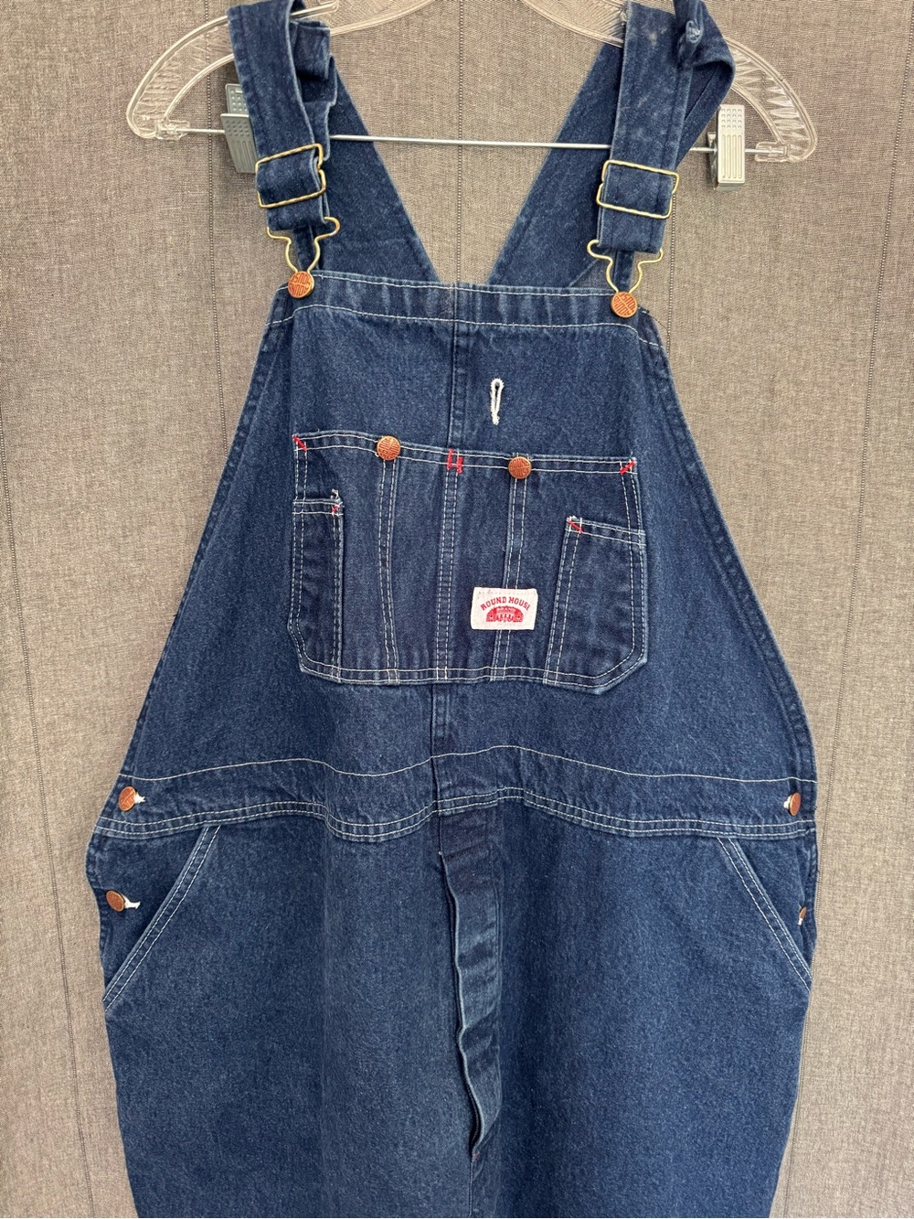 Roundhouse Vintage USA Blue Denim Carpenter Overalls Men's Size 46 x 30 EUC